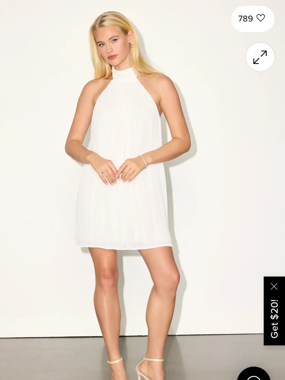 Lulu's White Pleated Halter Mini Dress